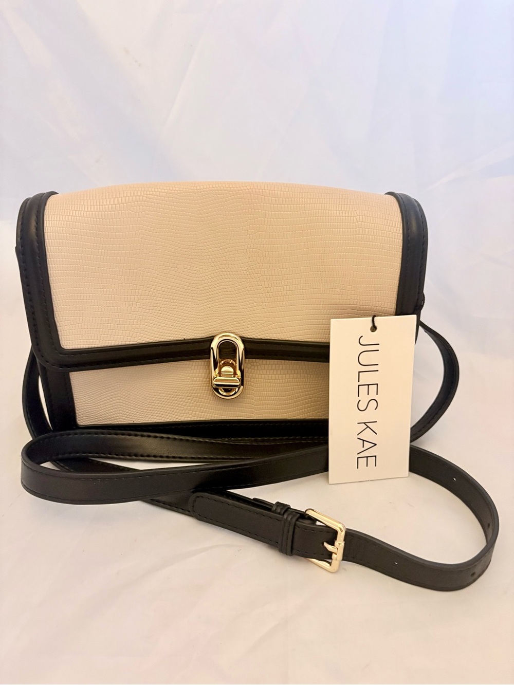 Jules Kae Two-Tone Cream and Black Crossbody Bag